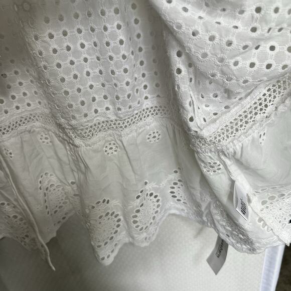 Westport Dress Barn White Tie Tassel Embroidered Eyelet Y2K Boho Open Top XL - Picture 8 of 12